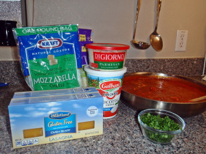 Mozzarella, Parmesan, Ricotta, Sauce, Parsley, GF Lasagna Noodles