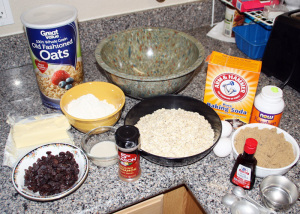 Mise-en-place for oatmeal cookies