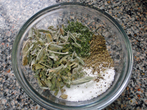 Salt, Pepper, Dried Thyme, Dried Sage Mix by Connie Cockrell