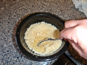 Crumbs and melted butter